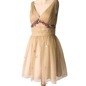 Aidan X Aidan Mattox gold tulle fairy dress with added embellishments size 4